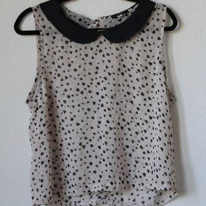 Collared Heart print top Juniors Women's Top